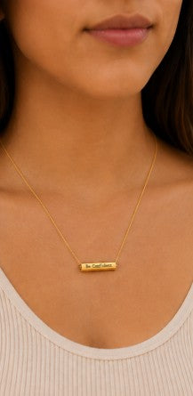 Personalized 3D Bar Necklace – Custom Engraved Stainless Steel Tube Pendant