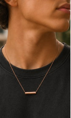 Personalized 3D Bar Necklace – Custom Engraved Stainless Steel Tube Pendant