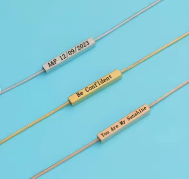 Personalized 3D Bar Necklace – Custom Engraved Stainless Steel Tube Pendant