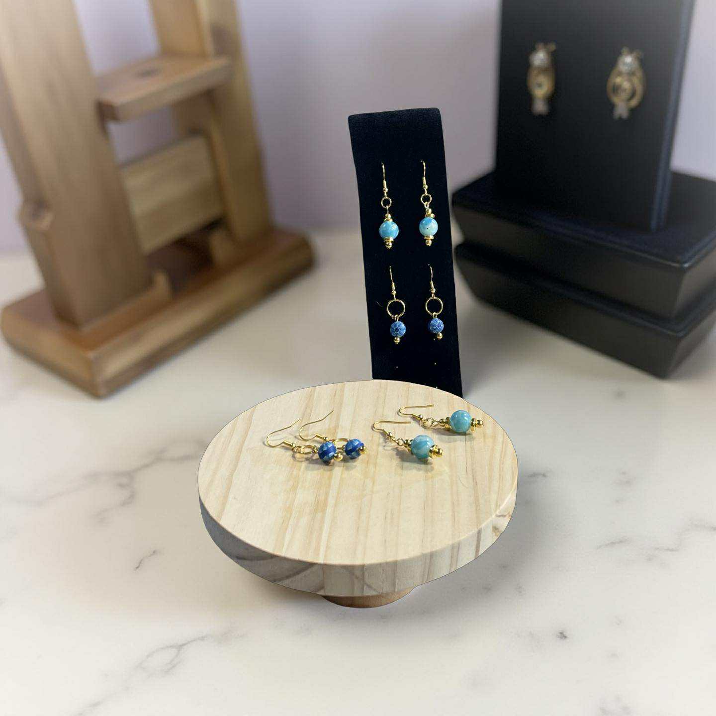 Aqua Blue Clay Bead Earrings