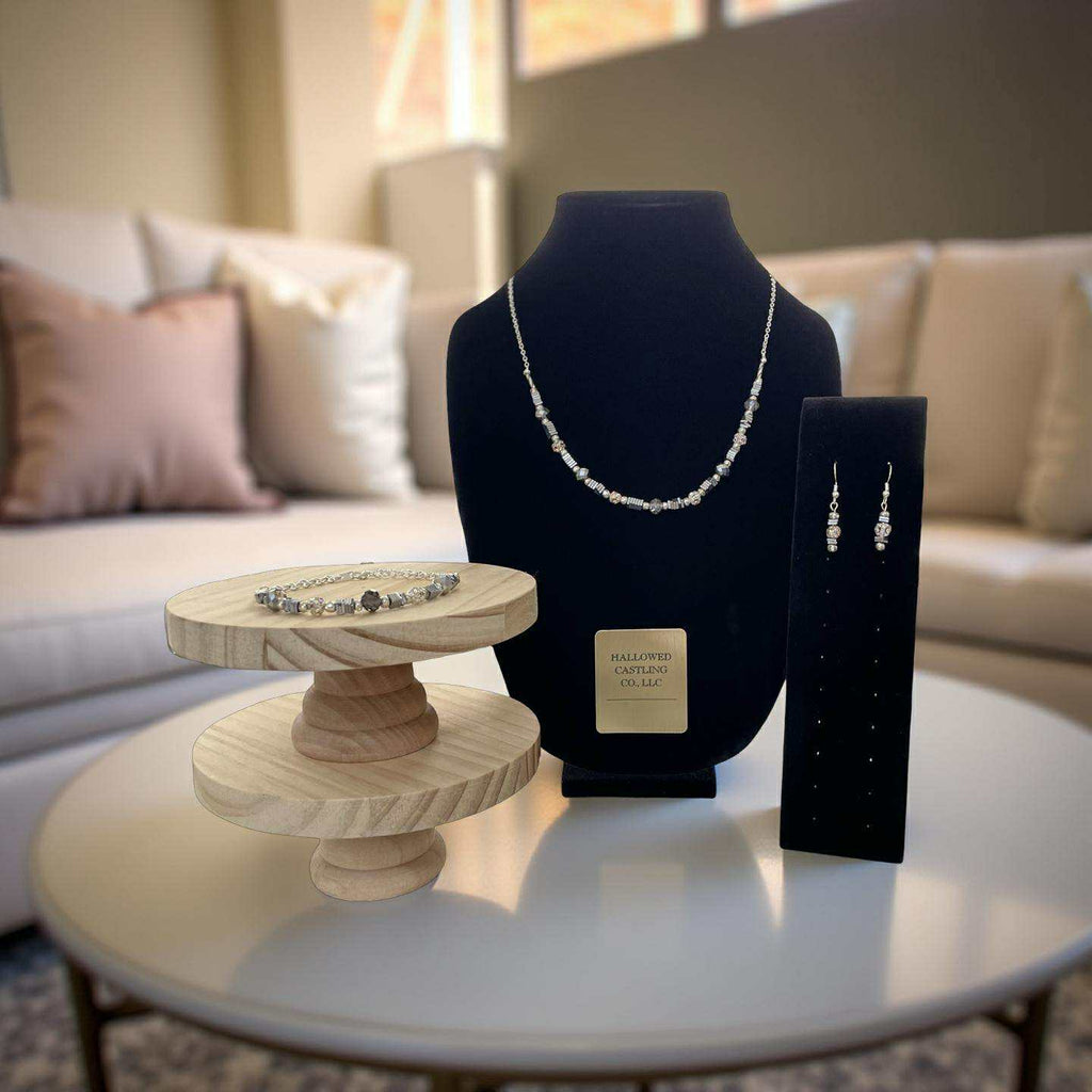 Crystal Jewelry Set – Handmade Earrings, Necklace & Bracelet with Hematite