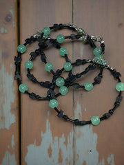 Mint Eclipse Bracelet — Mint Green Gemstone & Black Arrow Bead Statement Jewelry