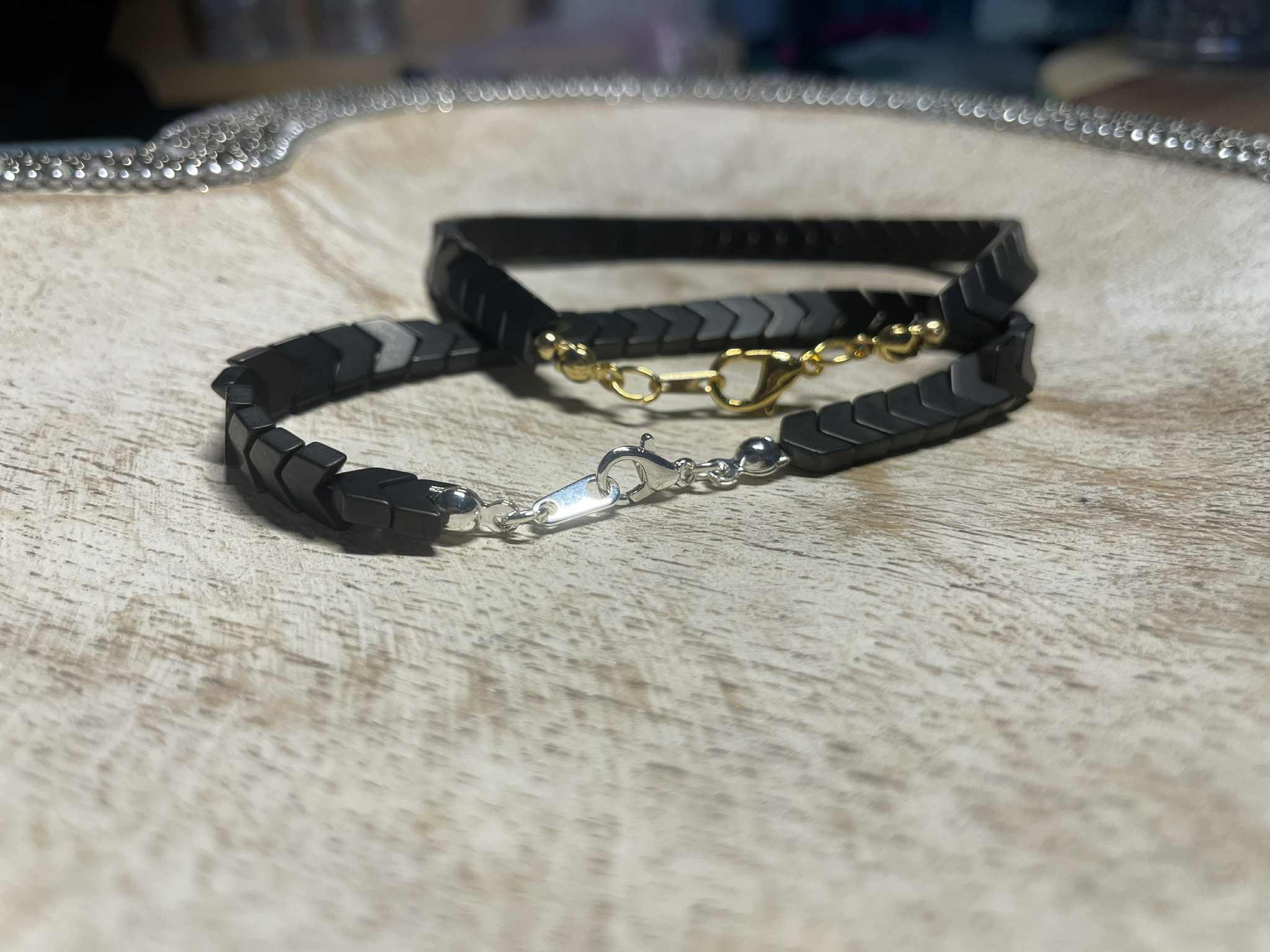 Black Hematite Arrow Beaded Bracelet: Natural Healing Stone