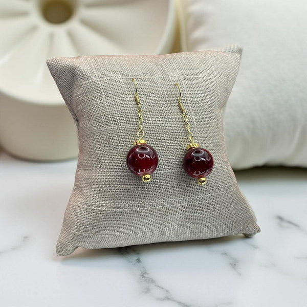 Crimson Gold Drop Earrings