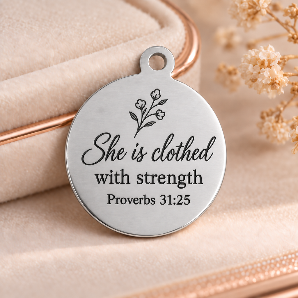 Personalized Round Pendant – Custom Laser-Engraved 201 Stainless Steel Keepsake