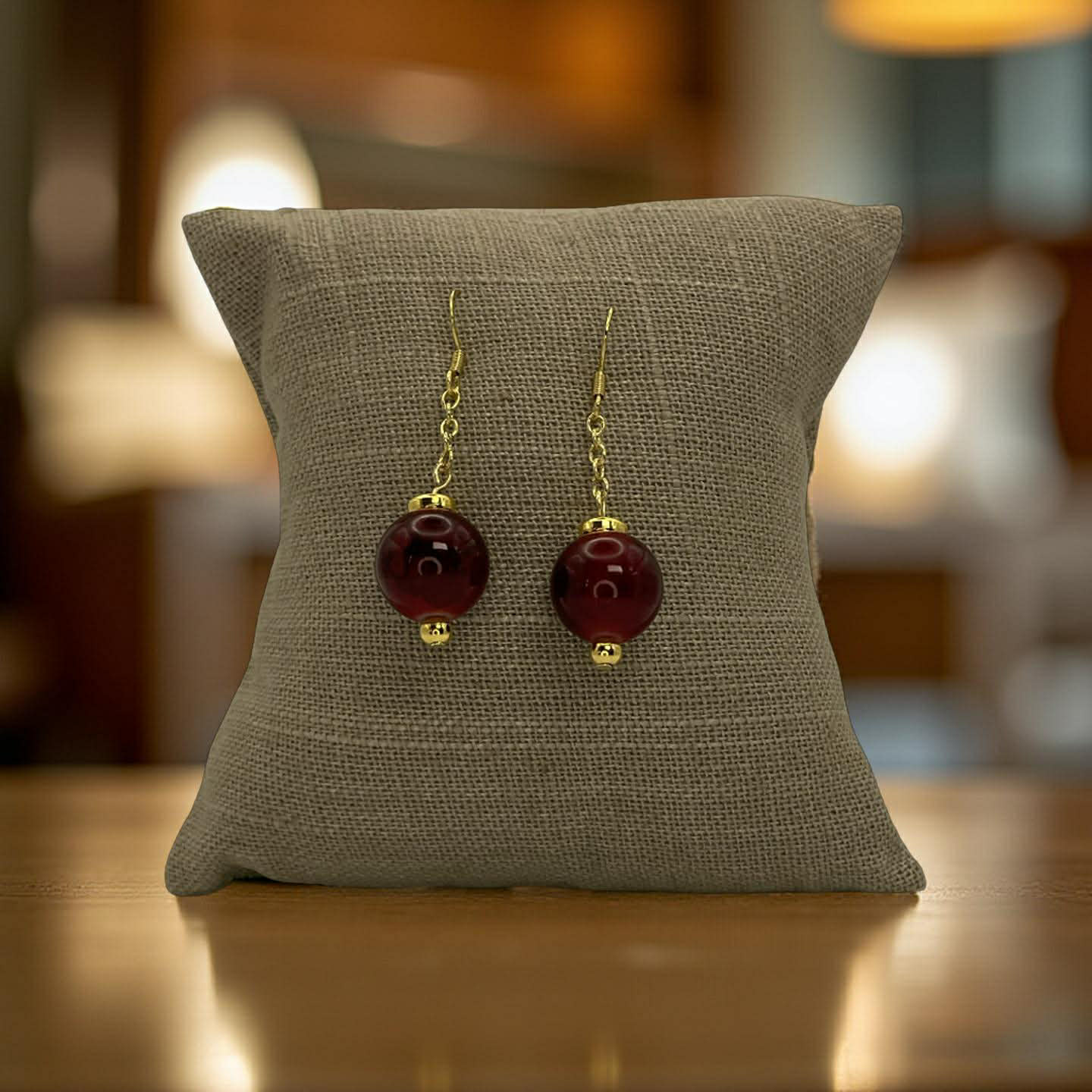 Crimson Gold Drop Earrings