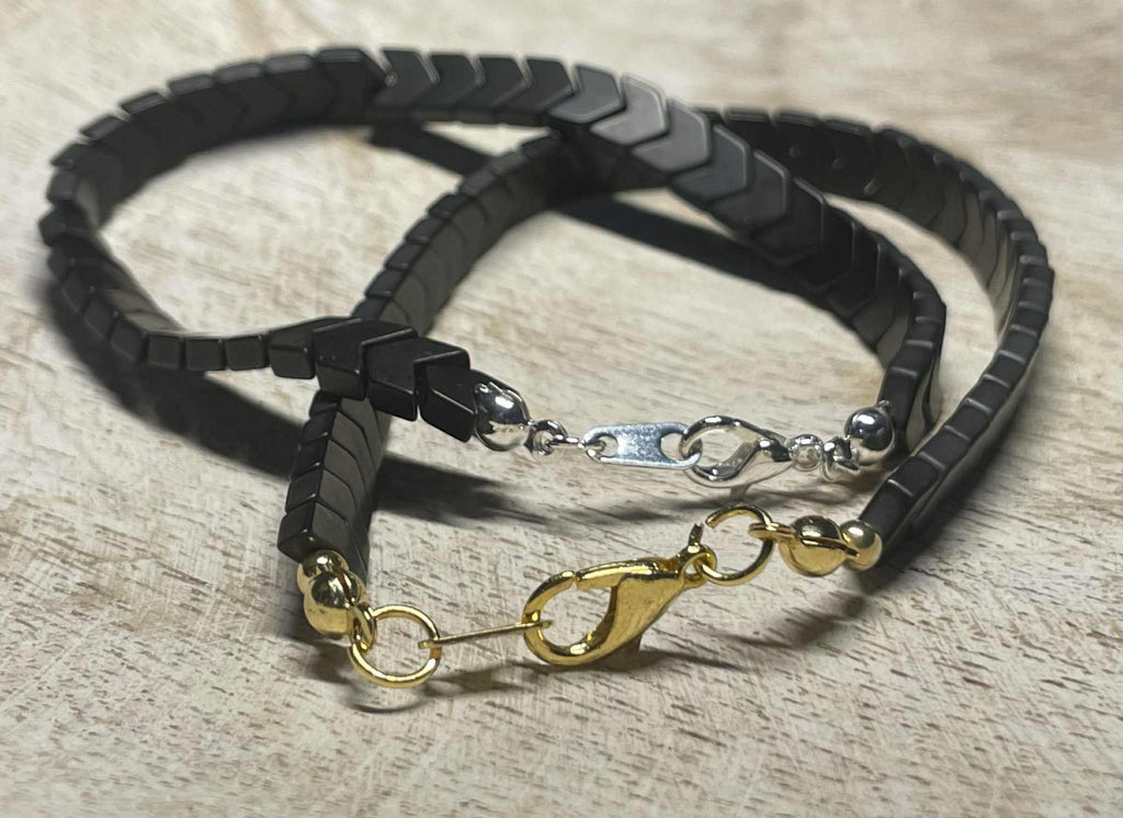 Black Hematite Arrow Beaded Bracelet: Natural Healing Stone