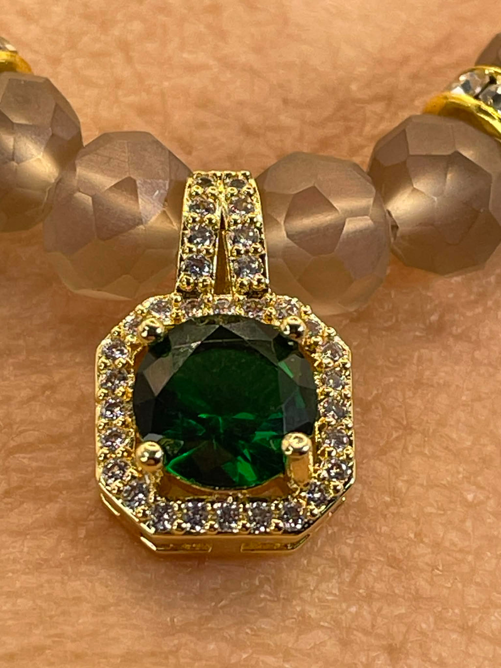 Frosted Emerald Holiday Necklace