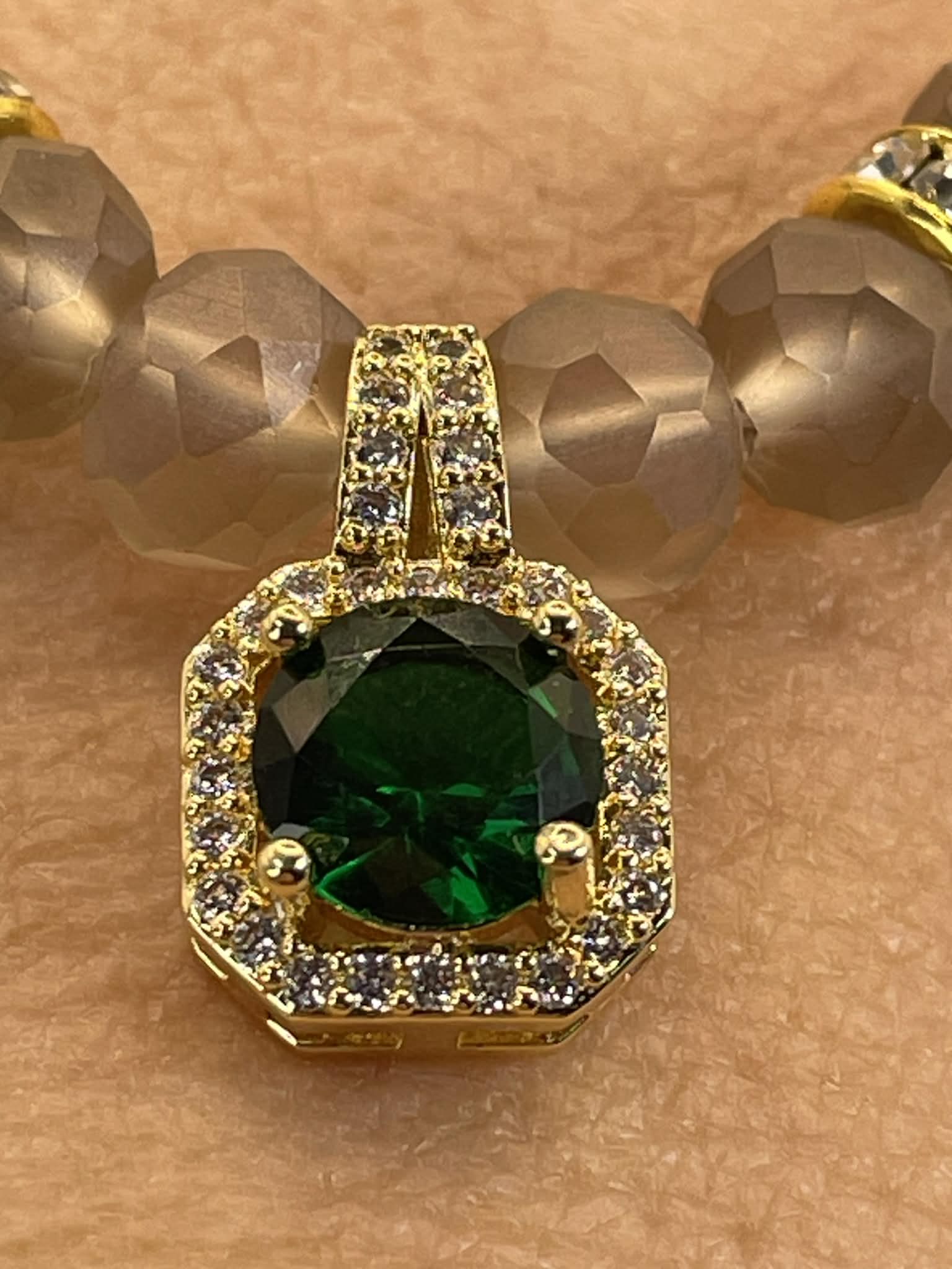 Frosted Emerald Holiday Necklace