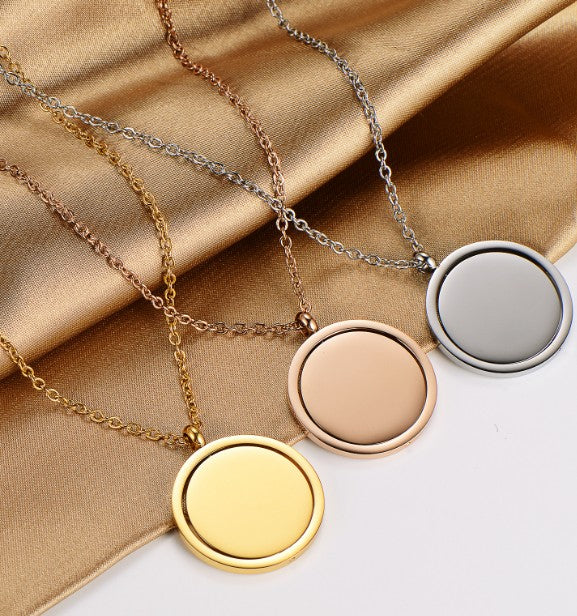 Personalized Engraved Coin Pendant Necklace – Stainless Steel Custom Jewelry