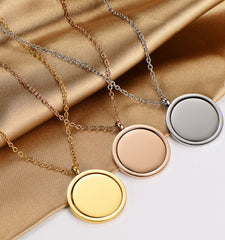 Personalized Engraved Coin Pendant Necklace – Stainless Steel Custom Jewelry