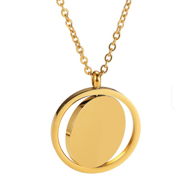 Personalized Engraved Coin Pendant Necklace – Stainless Steel Custom Jewelry