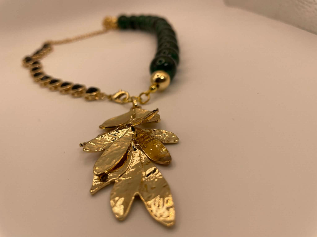 Emerald Leaves Holiday Necklace