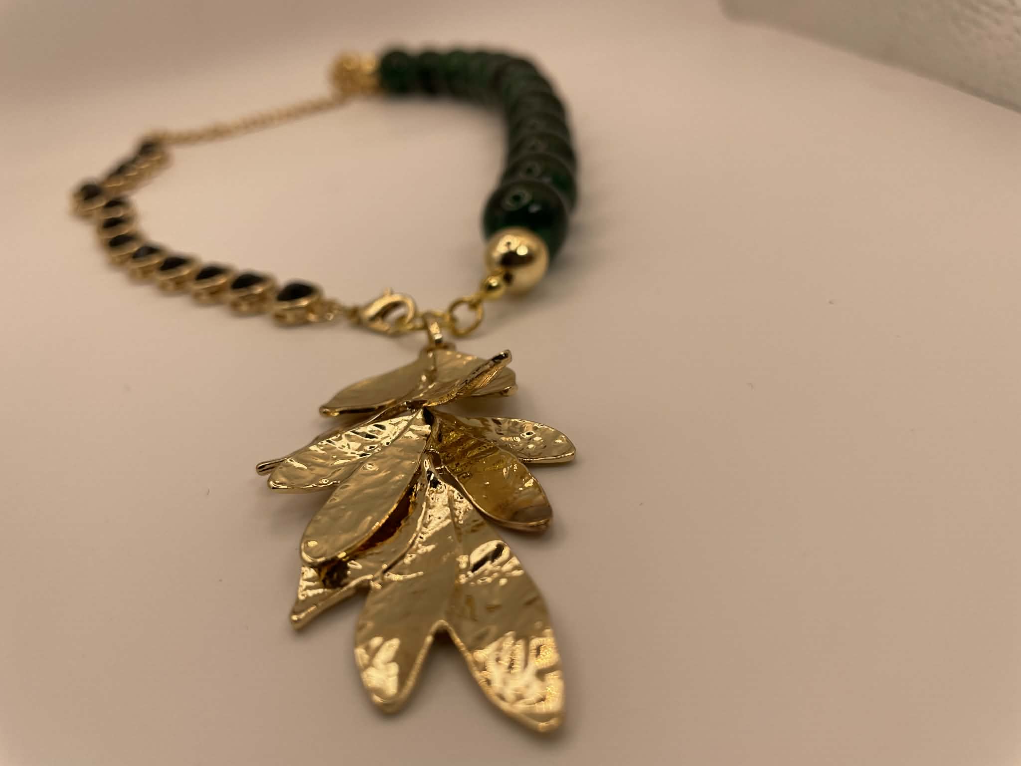 Emerald Leaves Holiday Necklace