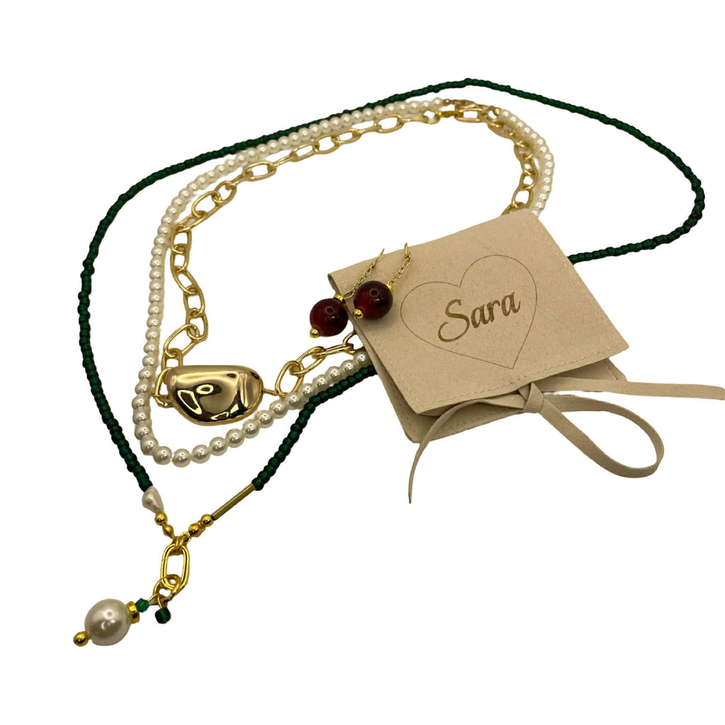 Crimson Gold Drop Earrings