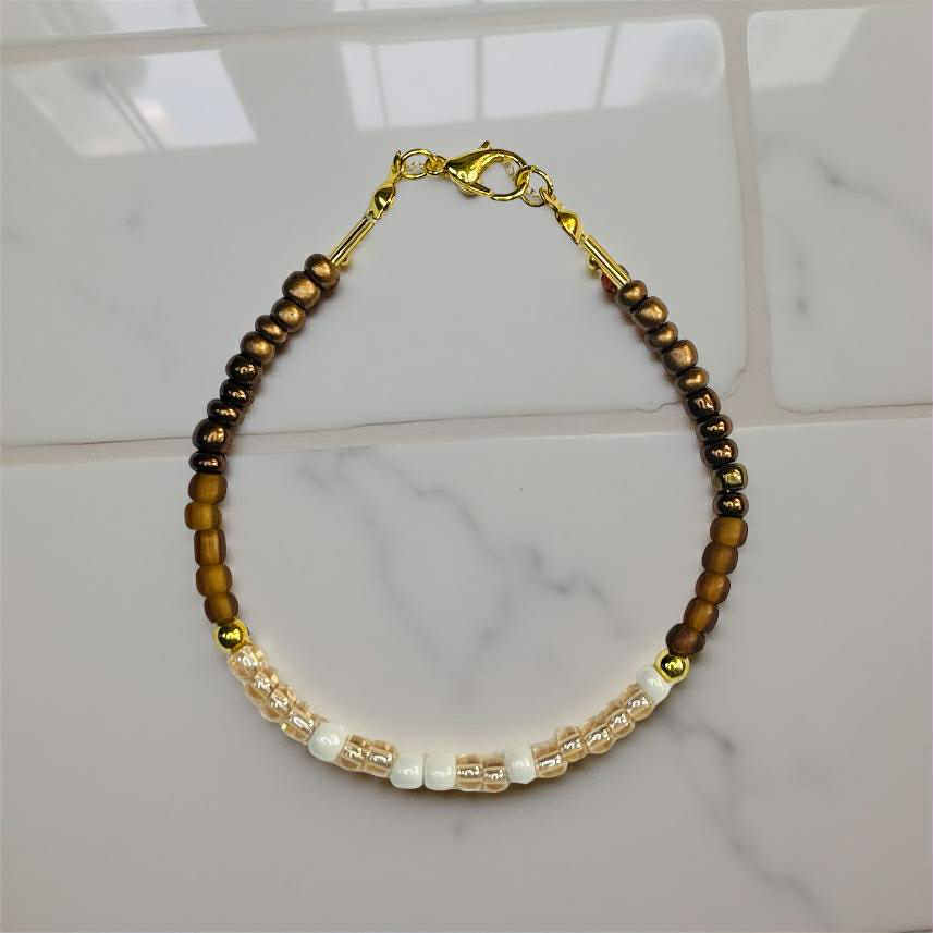 Tiny Smoky Glass Bracelet – 4mm Faceted Beads – Minimalist Gold-Filled or Sterling Silver Jewelry