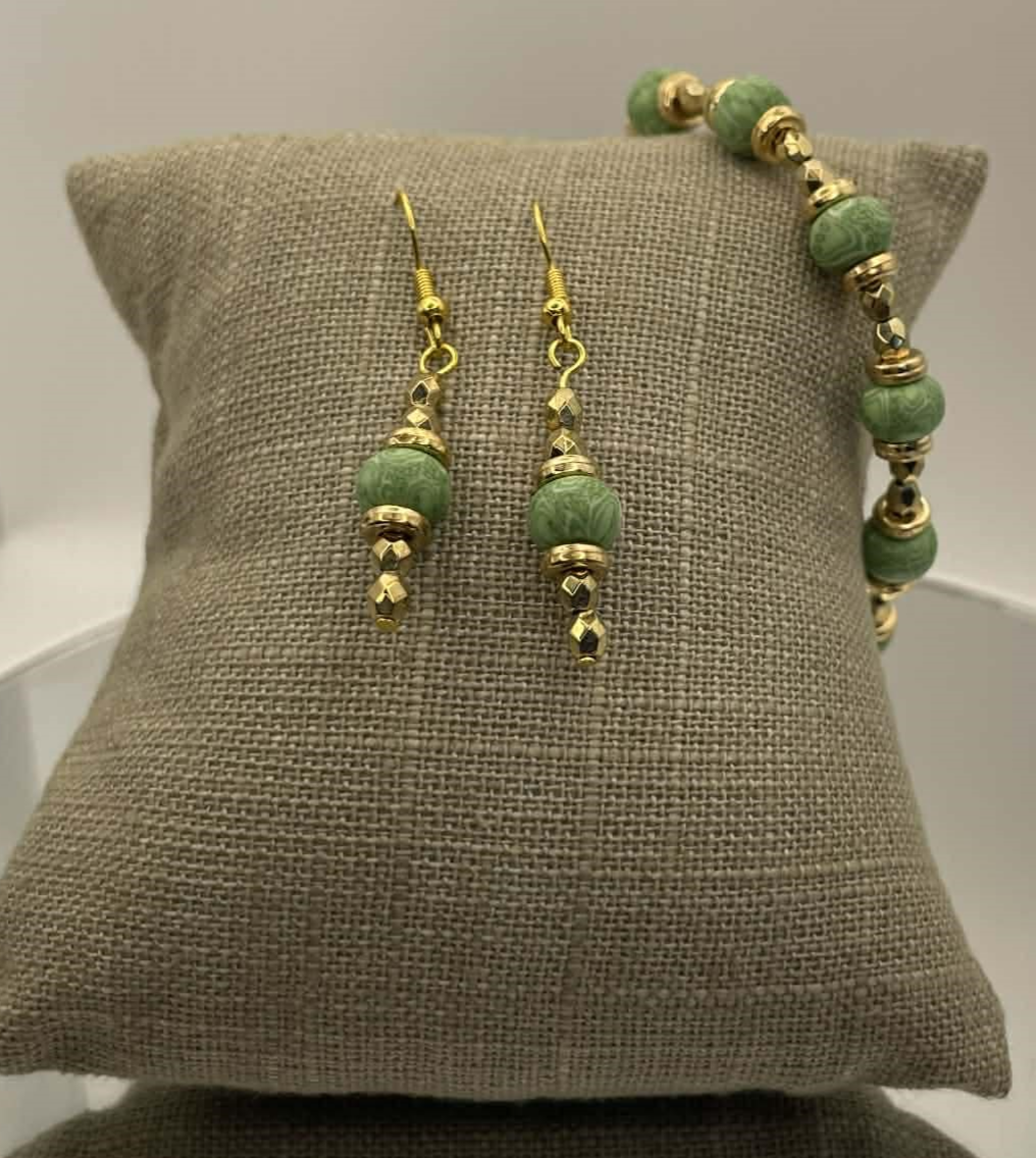 3 Piece Sage And Gold Set
