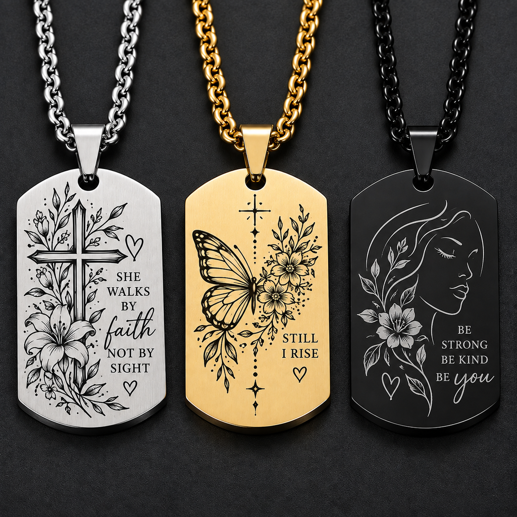 Custom Engrave Military Dog Tag Pendant w/chain