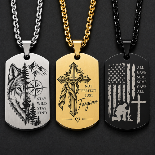 Custom Engrave Military Dog Tag Pendant w/chain
