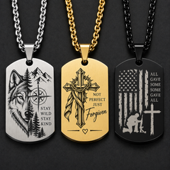Custom Engrave Military Dog Tag Pendant w/chain