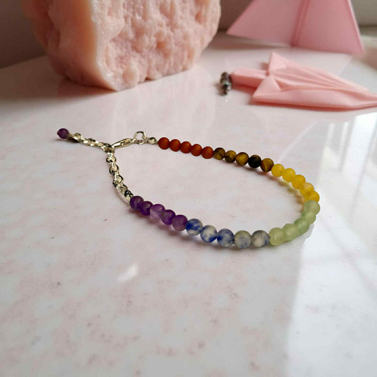7 Chakra Stone Bracelet, Rainbow Natural Gemstone Crystal Bracelet, Vintage Handmade Woven Bracelet, Healing Reiki Energy Bracelet for Women