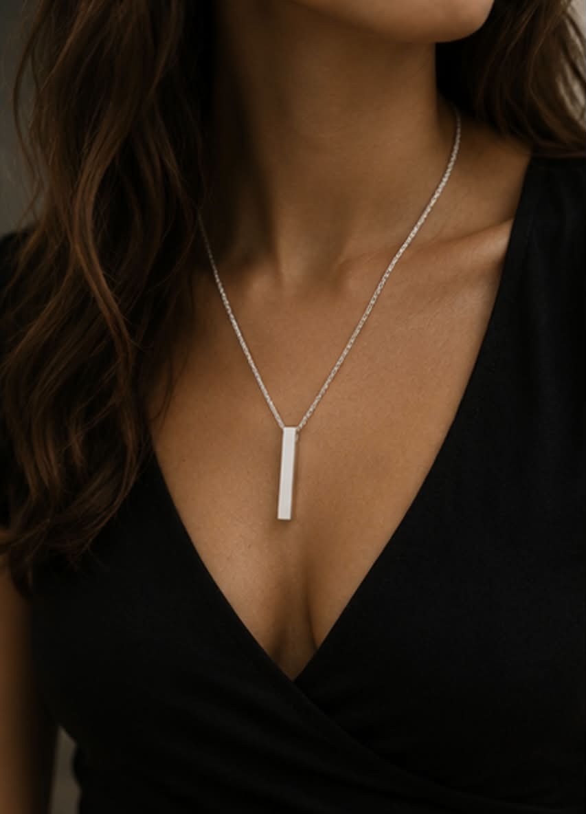 Personalized Bar Necklace for Men & Women | Custom Engraved Stainless Steel Pendant & Chain| Graduation Gift |