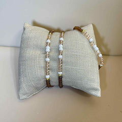 Tiny Smoky Glass Bracelet – 4mm Faceted Beads – Minimalist Gold-Filled or Sterling Silver Jewelry