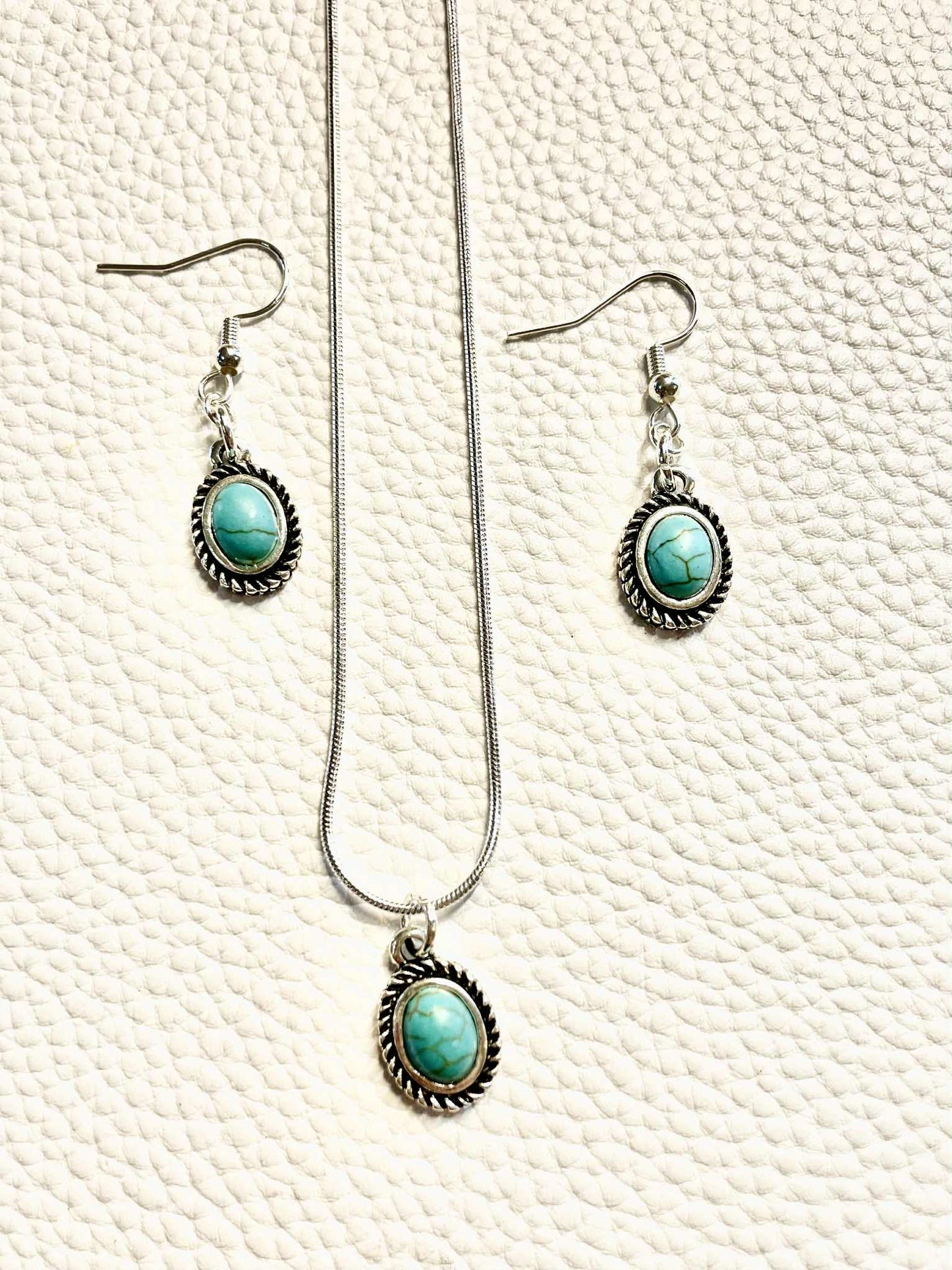 Turquoise Whisper Set (Sterling Silver Necklace & Earrings)