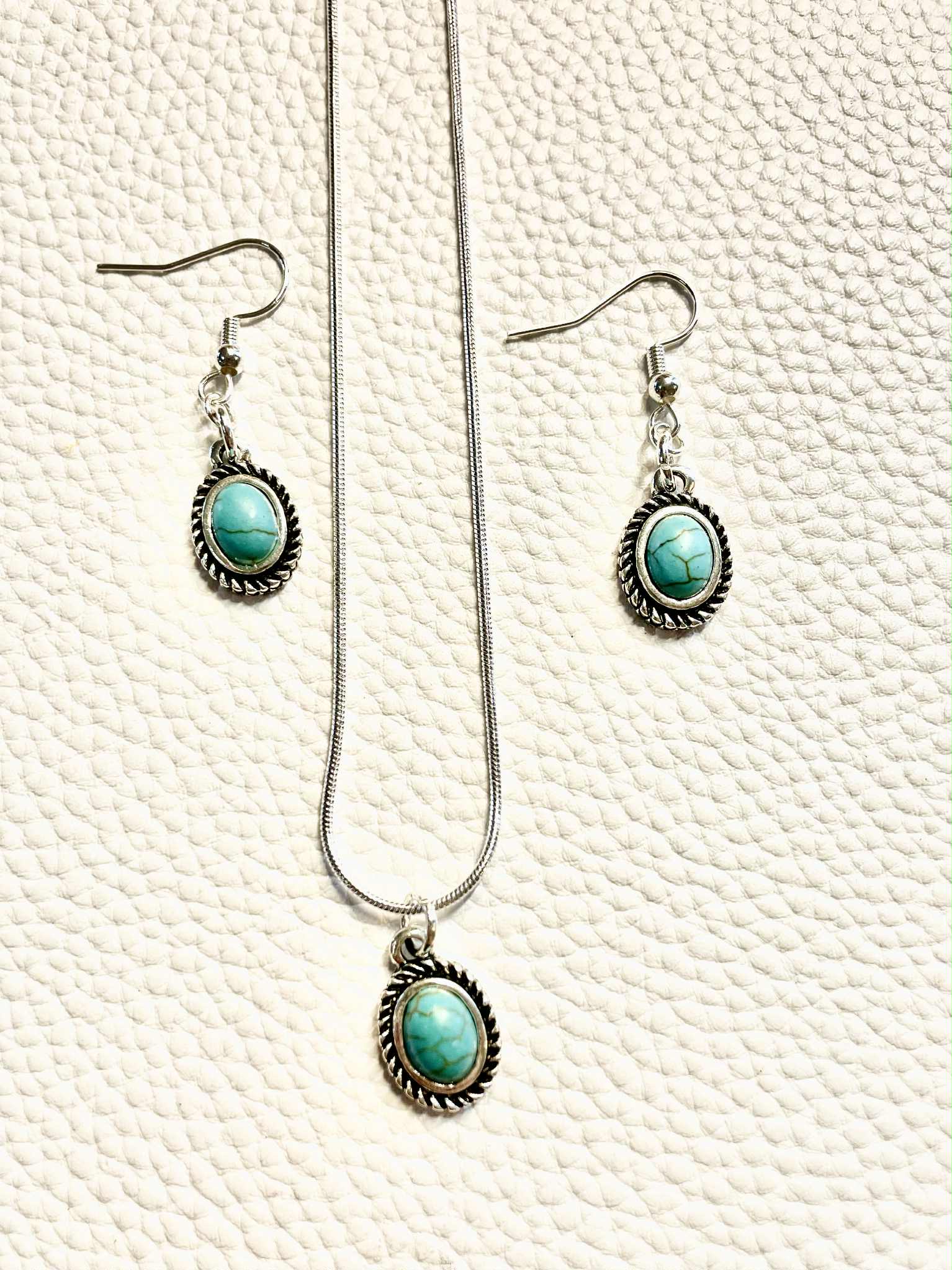 Turquoise Whisper Set (Sterling Silver Necklace & Earrings)