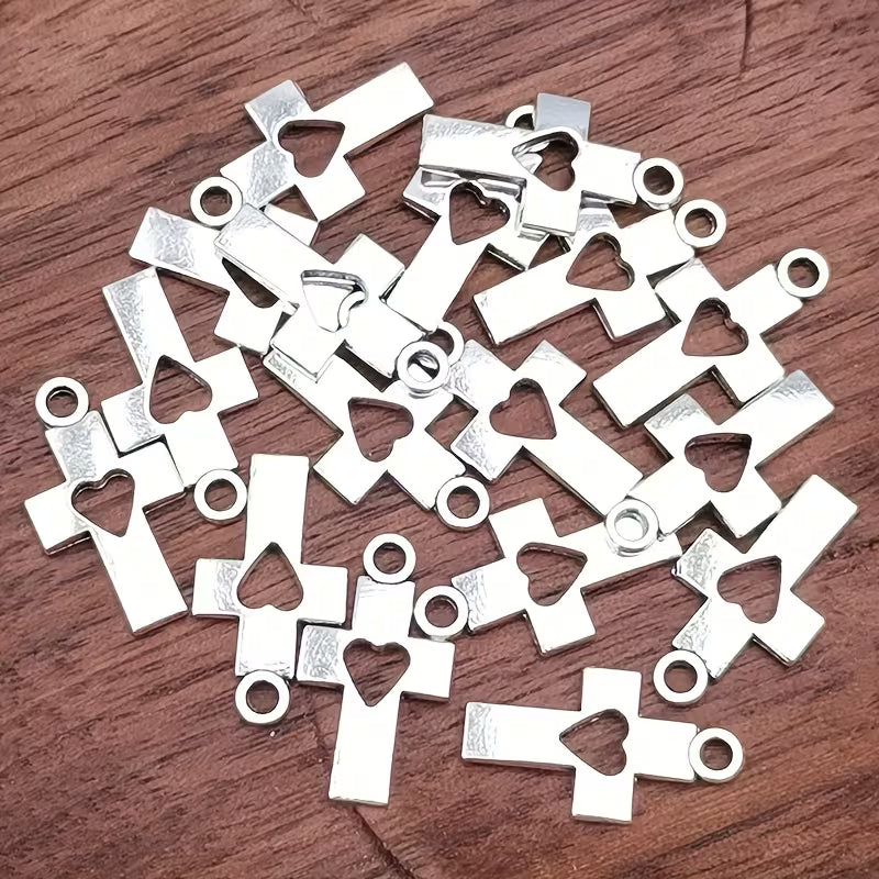 Hollow Heart Cross Pendant with Chain