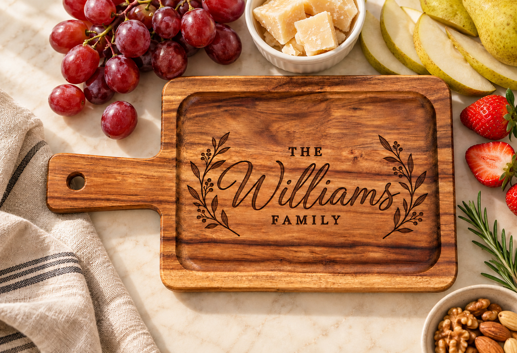 Personalized Acacia Wood Mini Paddle Board | Custom Engraved Serving Board