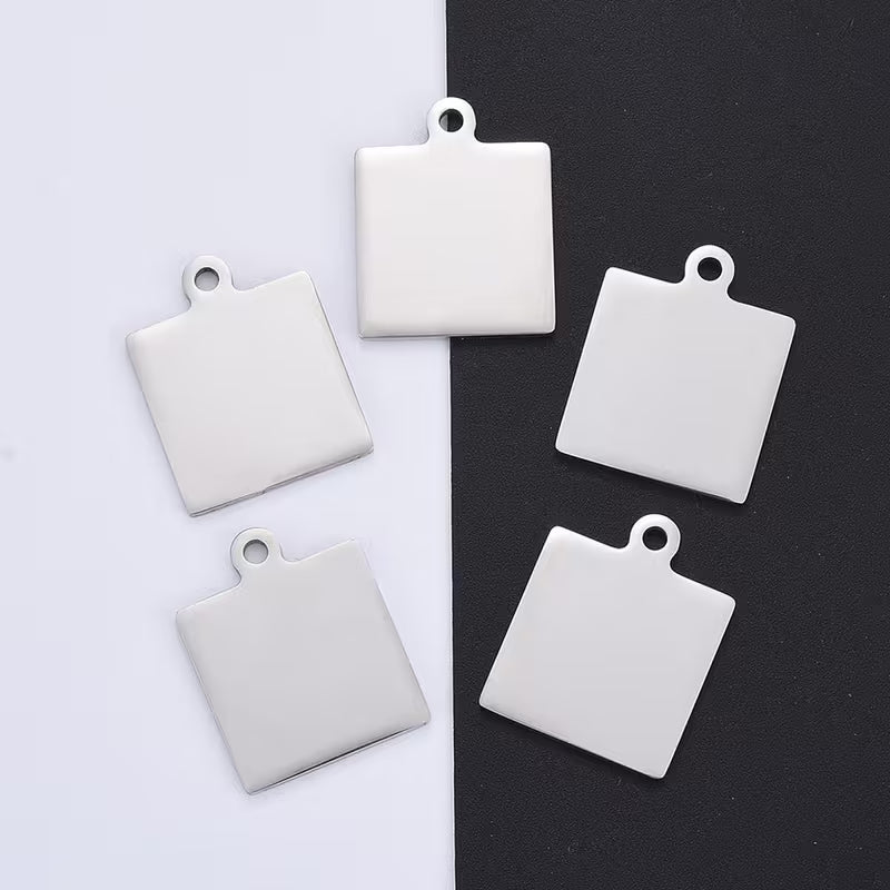 Personalized Square Charm / Pendant Blank – Stainless Steel Unisex Jewelry